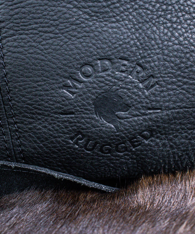 Leather Hide Laptop Bag- Black (Buckles)