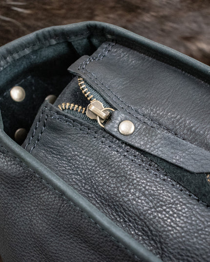 Leather Hide Laptop Bag- Black (Buckles)
