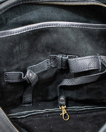 Leather Hide Laptop Bag- Black (Buckles)