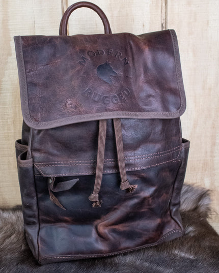 Leather Hide Backpack - Mahogany and Brown (Rustic)