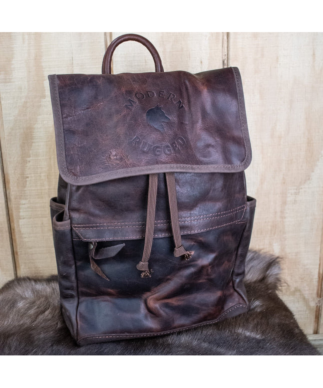 Leather Hide Backpack - Mahogany and Brown (Rustic)