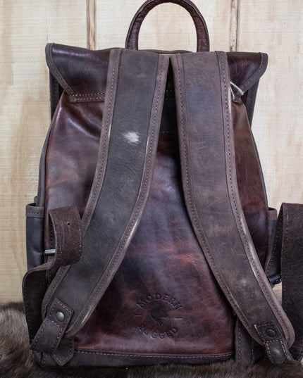 Leather Hide Backpack - Mahogany and Brown (Rustic)