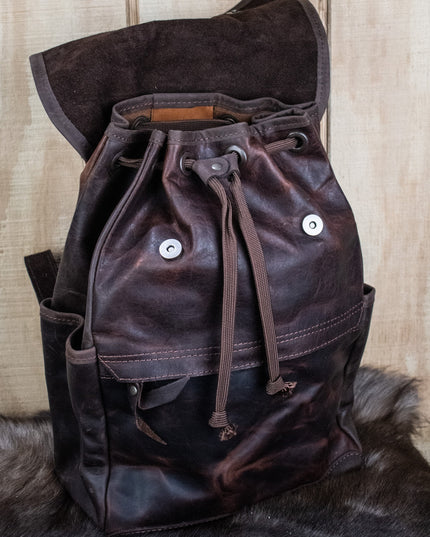 Leather Hide Backpack - Mahogany and Brown (Rustic)