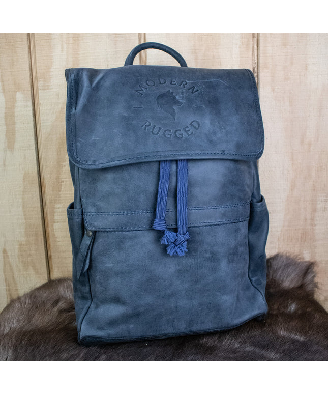 Leather Hide Backpack - Soft Navy (Weathered)