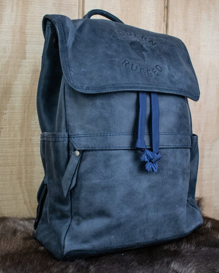 Leather Hide Backpack - Soft Navy (Weathered)
