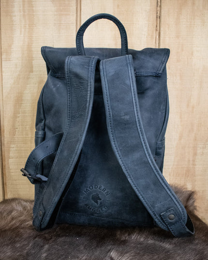 Leather Hide Backpack - Soft Navy (Weathered)
