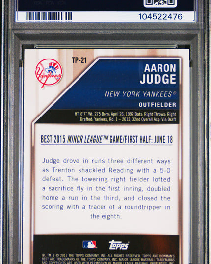 Graded 2015 Topps Bowmans Best Aaron Judge #TP21 Top Prospects Rookie RC Baseball Card PSA 10 Gem Mint