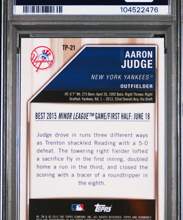 Graded 2015 Topps Bowmans Best Aaron Judge #TP21 Top Prospects Rookie RC Baseball Card PSA 10 Gem Mint
