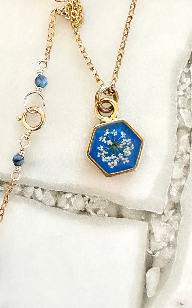Queen Anne's Lace Hexagon Necklace