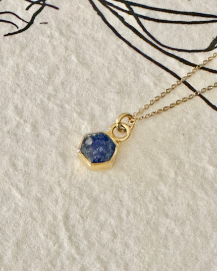 Petite Hexagon Gemstone Necklace