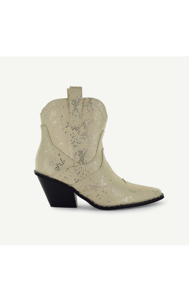 ISABEL: WESTERN BOOTIE - OFF-WHITE SNAKE