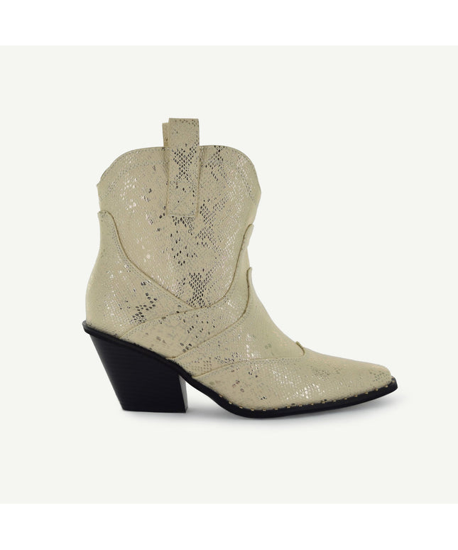 ISABEL: WESTERN BOOTIE - OFF-WHITE SNAKE