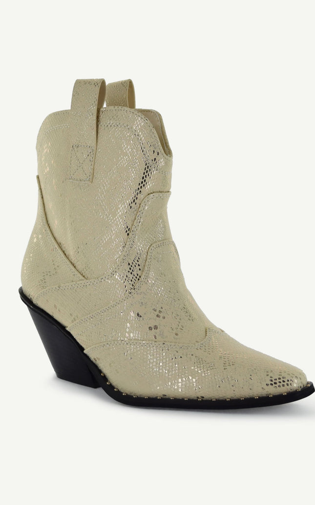 ISABEL: WESTERN BOOTIE - OFF-WHITE SNAKE