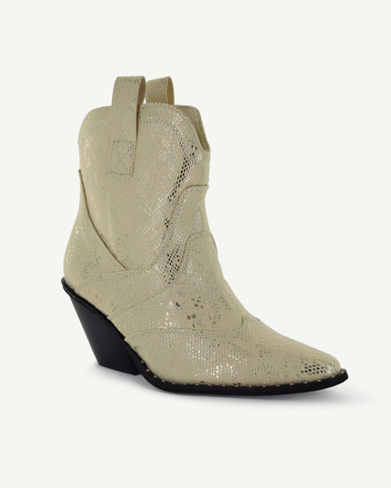 ISABEL: WESTERN BOOTIE - OFF-WHITE SNAKE