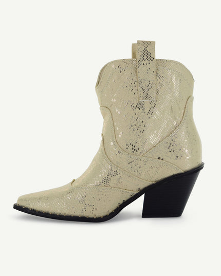 ISABEL: WESTERN BOOTIE - OFF-WHITE SNAKE