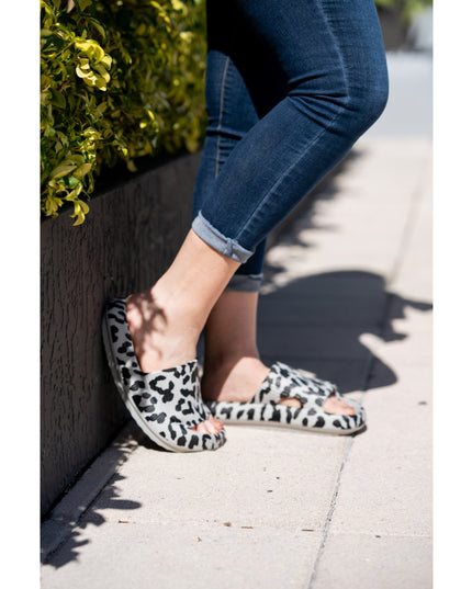 Ready to Ship | Gray Leopard Insanely Comfy -Beach or Casual Slides*