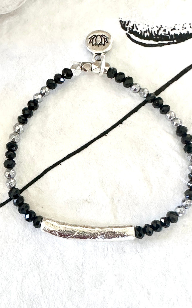 Black Spinel Tube Bracelet