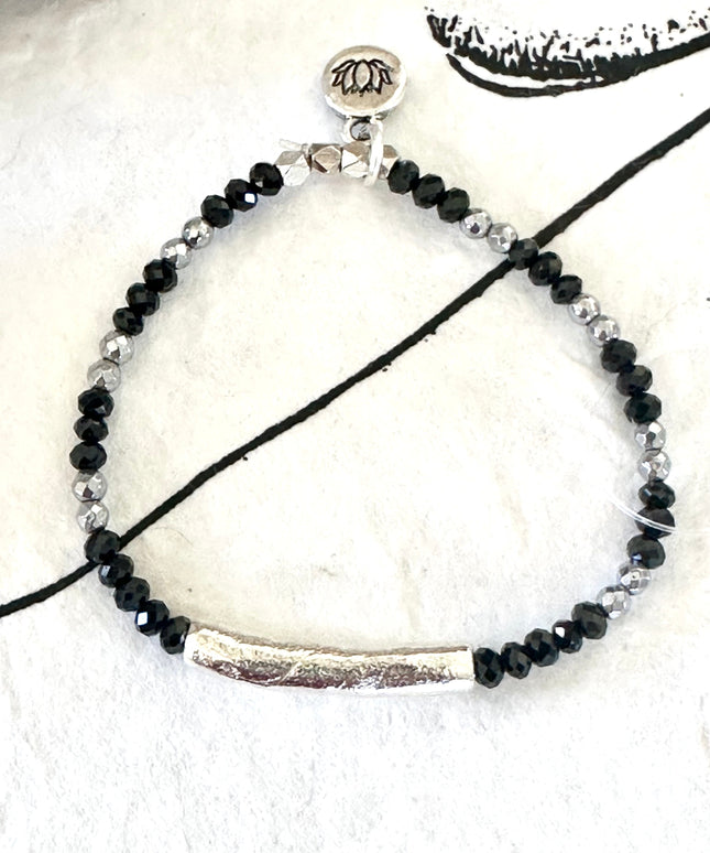 Black Spinel Tube Bracelet