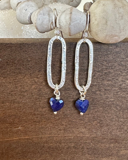 Gemstone Heart Dangle Earrings
