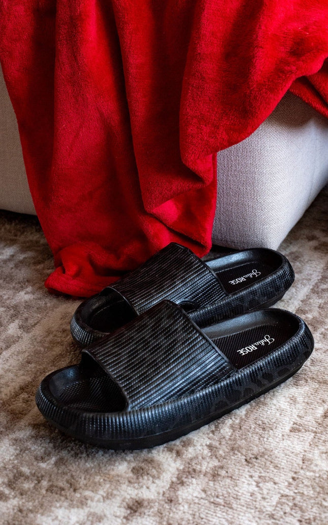Ready to Ship | BLACK LEOPARD  Insanely Comfy -Beach or Casual Slides