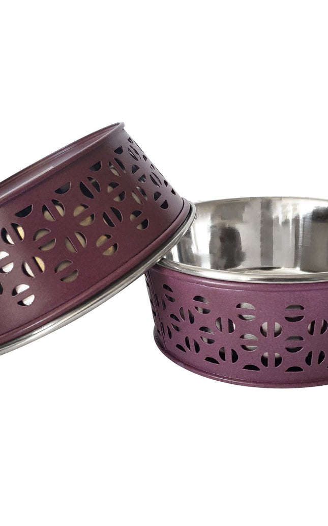 Country Living Set of 2 Stainless Steel Dog Bowls – Farmhouse Style, Ideal for Small to Medium Dogs
