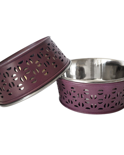 Country Living Set of 2 Stainless Steel Dog Bowls – Farmhouse Style, Ideal for Small to Medium Dogs