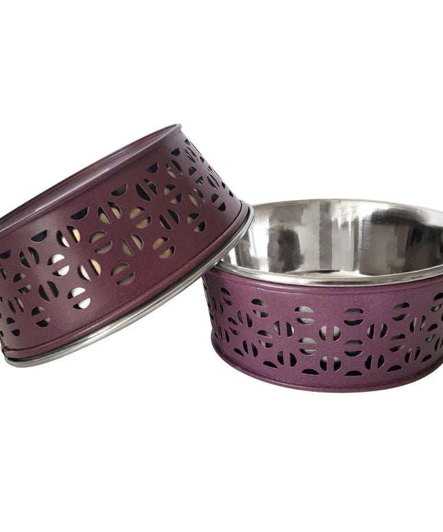 Country Living Set of 2 Stainless Steel Dog Bowls – Farmhouse Style, Ideal for Small to Medium Dogs