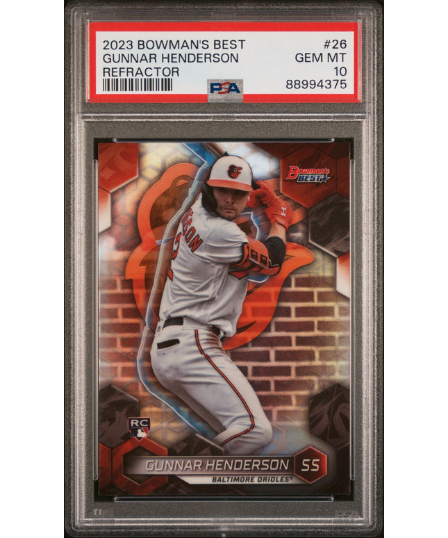 Graded 2023 Topps Bowmans Best Gunnar Henderson #26 Refractor Rookie RC Baseball Card PSA 10 Gem Mint