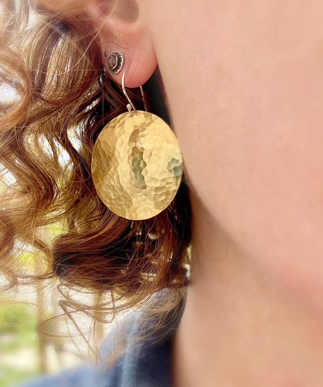 Full Moon Earrings in Brass | Moon Phase Earrings