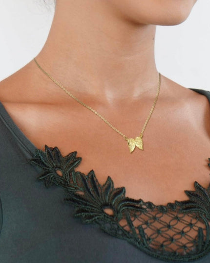 Angel Wing Pendant Necklace, Hug From Heaven In 14K Rose Gold, Silver or 10k Vermeil Gold