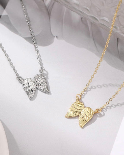 Angel Wing Pendant Necklace, Hug From Heaven In 14K Rose Gold, Silver or 10k Vermeil Gold
