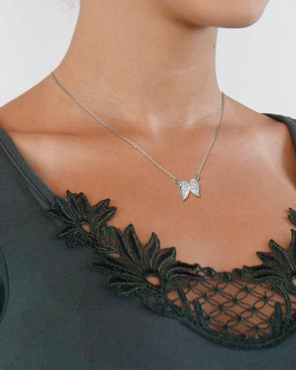 Angel Wing Pendant Necklace, Hug From Heaven In 14K Rose Gold, Silver or 10k Vermeil Gold