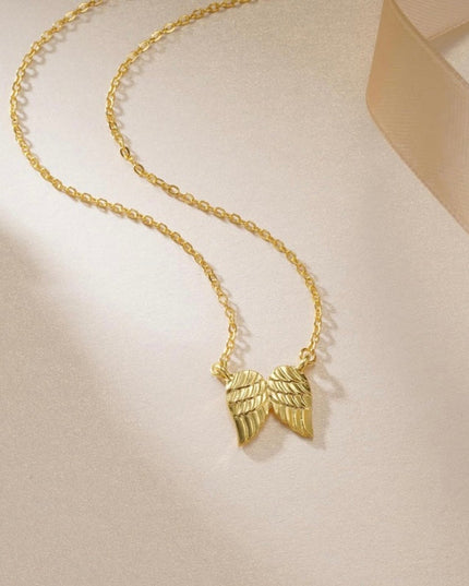 Angel Wing Pendant Necklace, Hug From Heaven In 14K Rose Gold, Silver or 10k Vermeil Gold