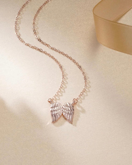 Angel Wing Pendant Necklace, Hug From Heaven In 14K Rose Gold, Silver or 10k Vermeil Gold