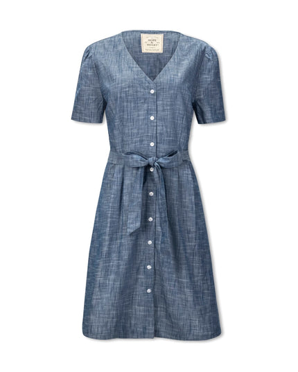 Organic Button Front Chambray Dress