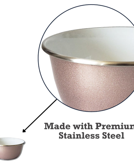 Deep Dog Bowl with Paw Print Design – Stainless Steel Bowl, Ideal for Small, Medium to Large Dogs – Rose Gold