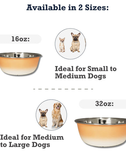 Deep Dog Bowl – Stainless Steel Bowl, Ideal for Small, Medium & Large Dogs – Peach Coral