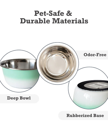 Deep Dog Bowl – Stainless Steel Bowl, Ideal for Small, Medium & Large Dogs – Mint Green