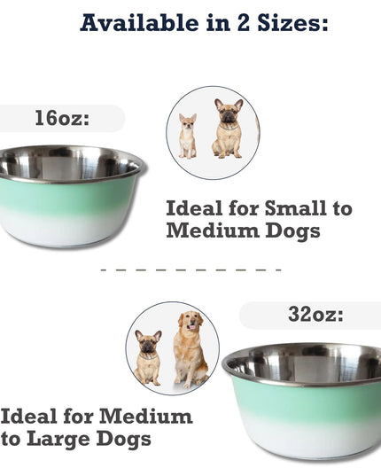 Deep Dog Bowl – Stainless Steel Bowl, Ideal for Small, Medium & Large Dogs – Mint Green