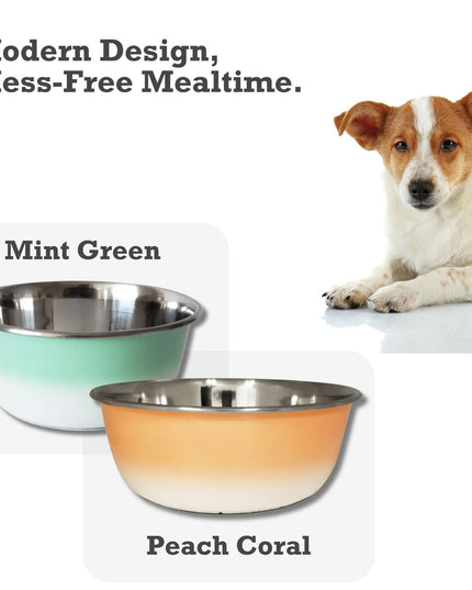Deep Dog Bowl – Stainless Steel Bowl, Ideal for Small, Medium & Large Dogs – Mint Green