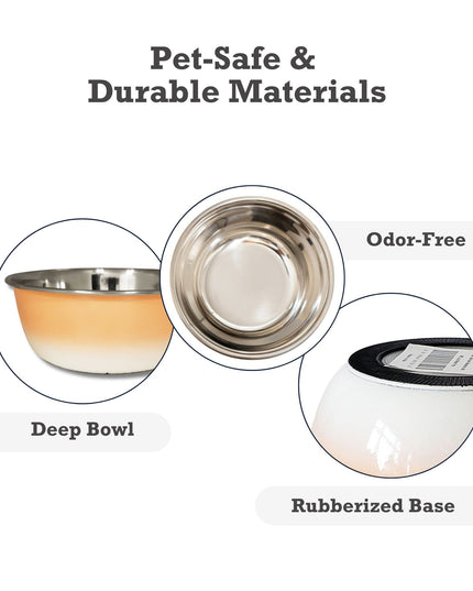 Deep Dog Bowl – Stainless Steel Bowl, Ideal for Small, Medium & Large Dogs – Peach Coral