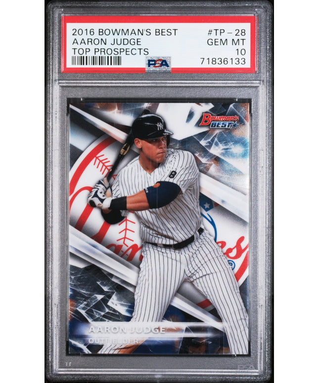 Graded 2016 Topps Bowmans Best Aaron Judge #TP28 Top Prospects Rookie RC Baseball Card PSA 10 Gem Mint