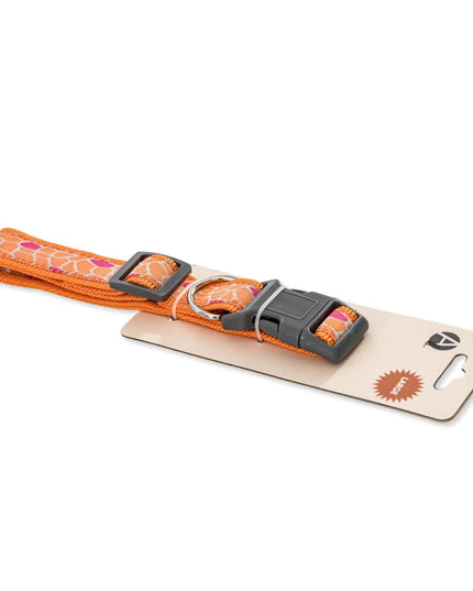 Nylon Dog Collar with Embroidered Giraffe Design/Animal Print, Secure & Adjustable Fit