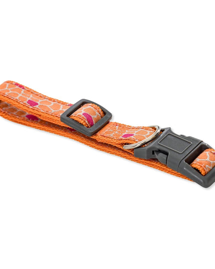 Nylon Dog Collar with Embroidered Giraffe Design/Animal Print, Secure & Adjustable Fit