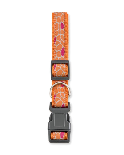 Nylon Dog Collar with Embroidered Giraffe Design/Animal Print, Secure & Adjustable Fit