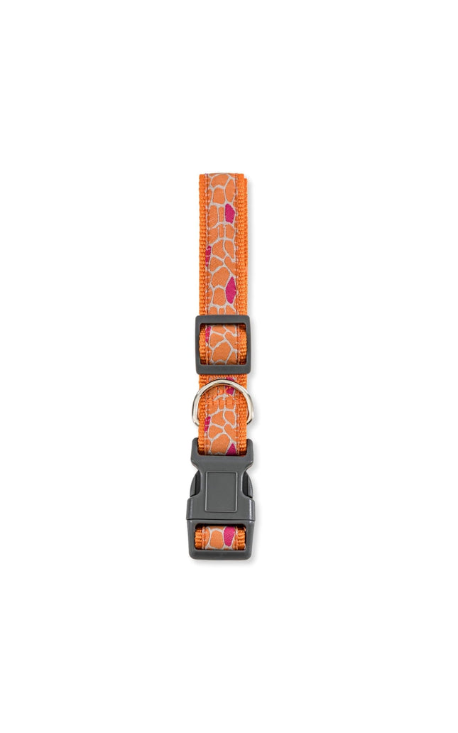 Nylon Dog Collar with Embroidered Giraffe Design/Animal Print, Secure & Adjustable Fit