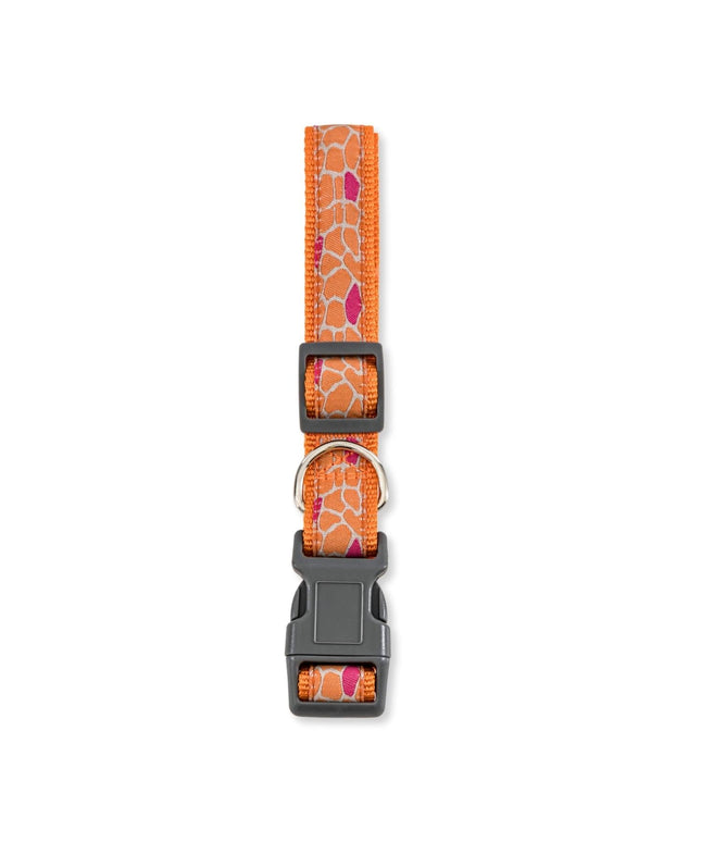 Nylon Dog Collar with Embroidered Giraffe Design/Animal Print, Secure & Adjustable Fit