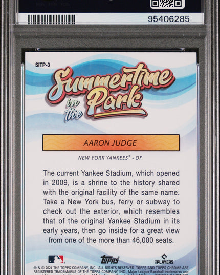 Graded 2024 Topps Chrome Aaron Judge #3 Summertime in the Park Baseball Card PSA 10 Gem Mint