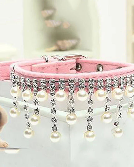 Luxury Crystal Pearl Pet Collar - Make Your Pet the Star of Every Event