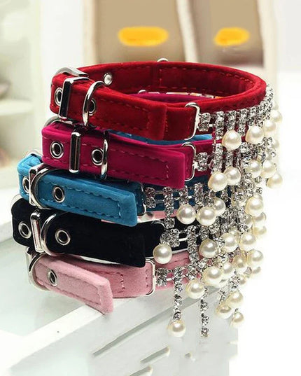 Luxury Crystal Pearl Pet Collar - Make Your Pet the Star of Every Event